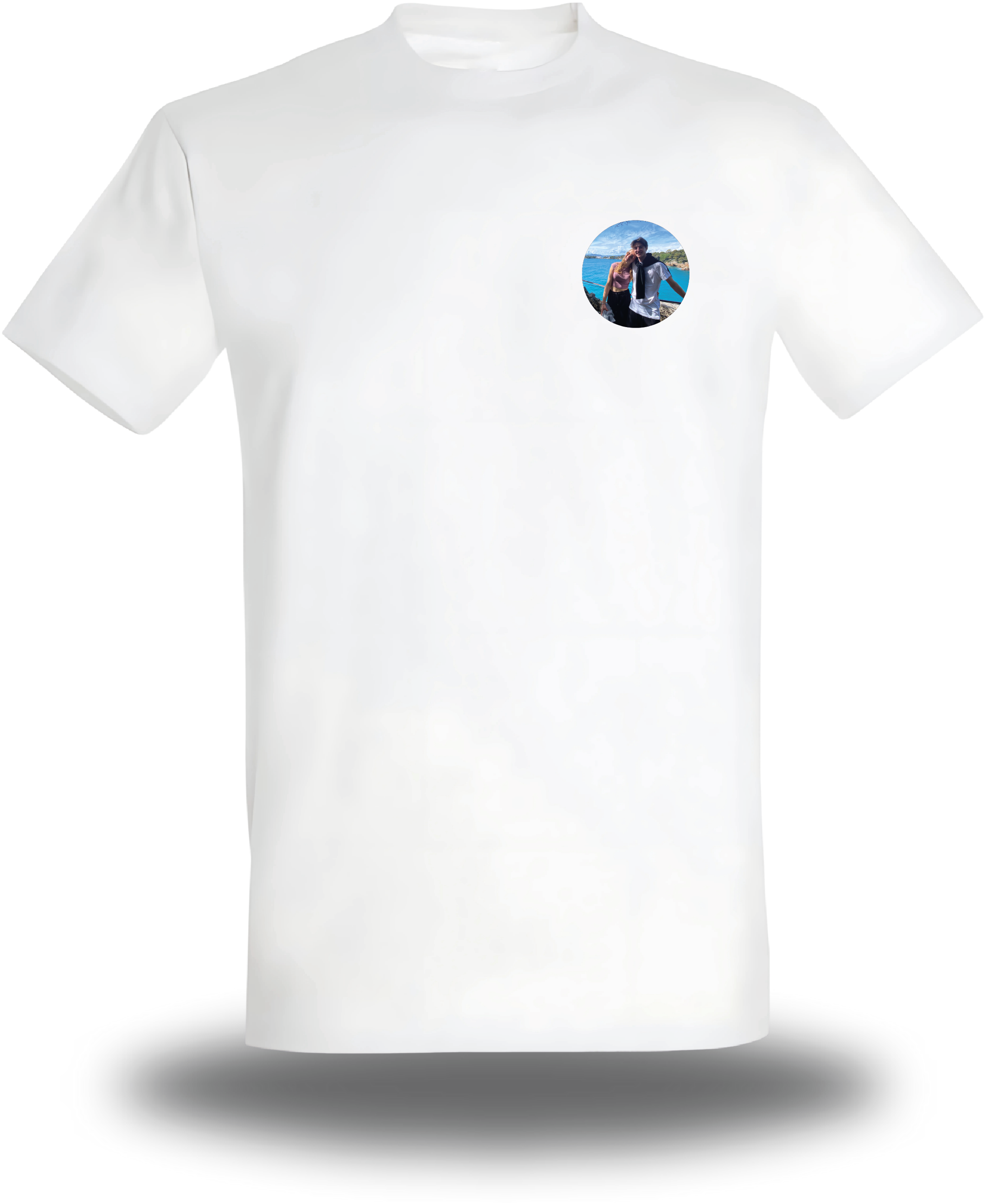 Camiseta blanca con foto, diseño de amor y pareja
